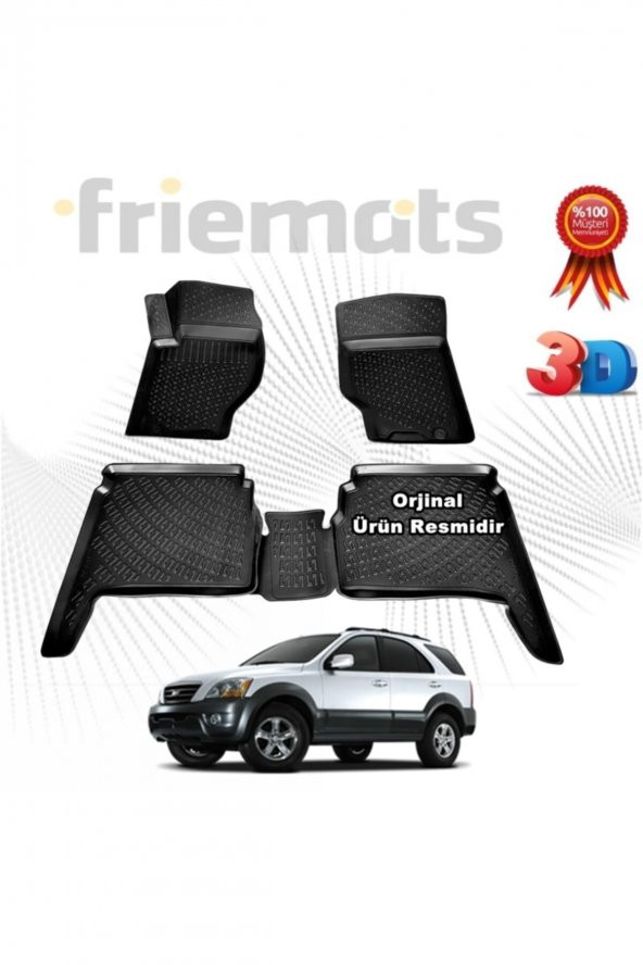 Friemats Kia Sorento 3d Havuzlu Paspas 2003-2009 Arası Siyah 4 Parça
