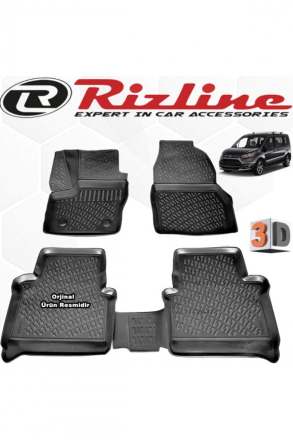 Rizline Ford Connect 3d Paspas Havuzlu 2014 - 2020 Arası Siyah 4 Lü Set