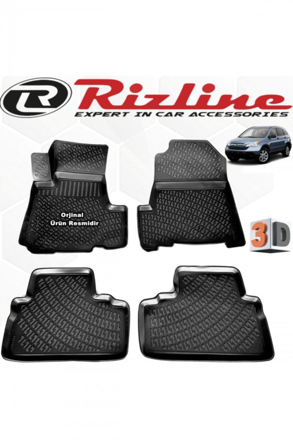 Rizline Honda Crv 3d Paspas Havuzlu Siyah 2007-2013 Arası 4 Parça Set