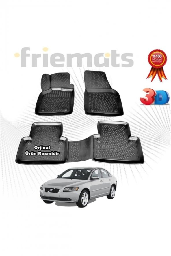 Friemats Volvo S40 3d Havuzlu Paspas 2005-2012 Arası Siyah 4 Parça