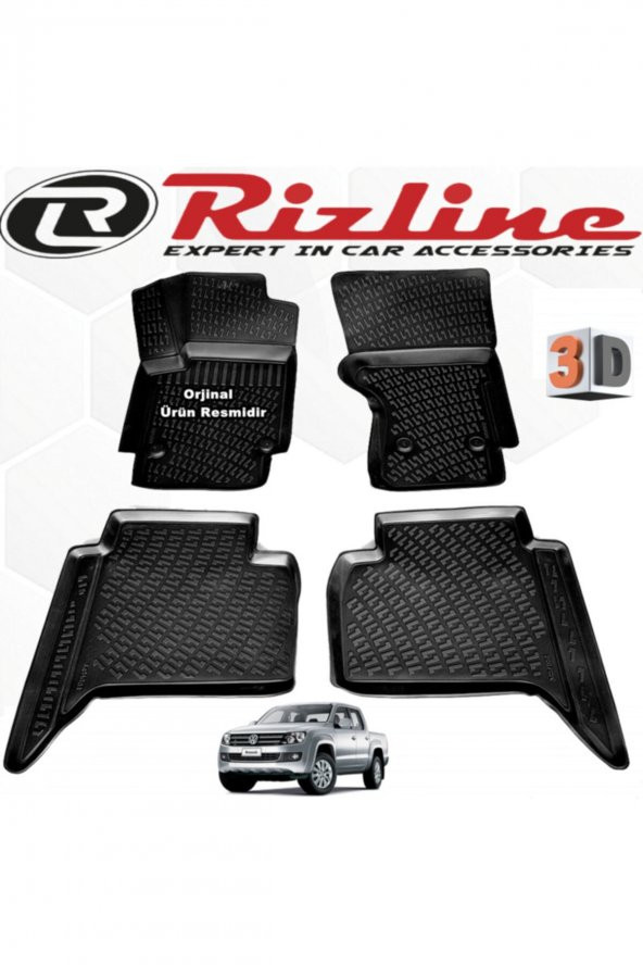 Rizline Vw Amarok 3d Paspas Havuzlu Siyah 2010 - 2020 Arası 4 Parça Set