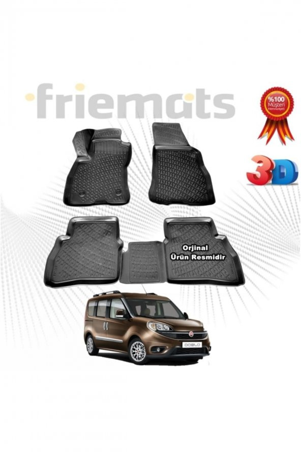 Point Fiat Doblo 2 3d Havuzlu Paspas 2015-2020 Arası Siyah 4 Parça Set - Friemats