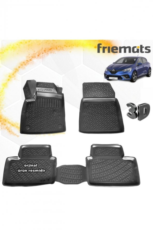 Friemats Renault Clio 5 3d Paspas Havuzlu Siyah Hb 2020 Sonrası 4 Prç