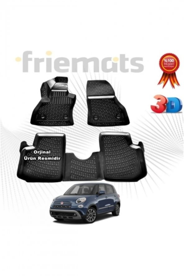 Point Fiat 500l 3d Havuzlu Paspas 2013 - 2020 Arası Siyah 4 Parça Set - Friemats Marka