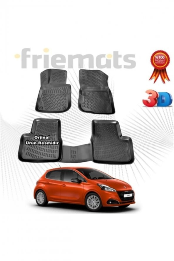 Point Peugeot 208 3d Havuzlu Paspas Hb 2012 - 2020 Arası Siyah 4 Parça Set - Friemats ürün görseli 1
