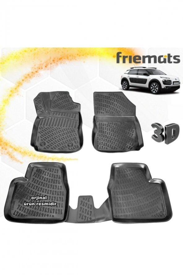 Friemats Citroen C4 Cactus 3d Paspas Havuzlu Siyah 2015-2020 Arası 4 Prç