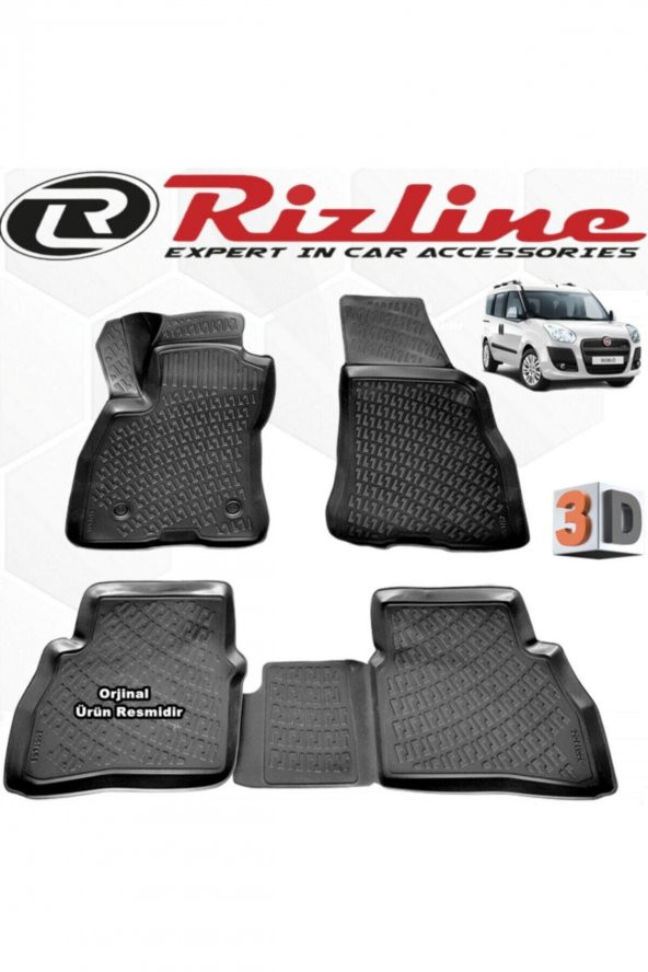 Rizline Fiat Doblo 2 3d Paspas Havuzlu 2010 - 2020 Arası Siyah 4 Lü Set