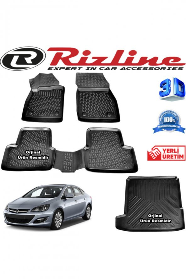Rizline Opel Astra J Sedan 3d Paspas + 3d Bagaj Havuzu 2019 Sonrası Siyah Set