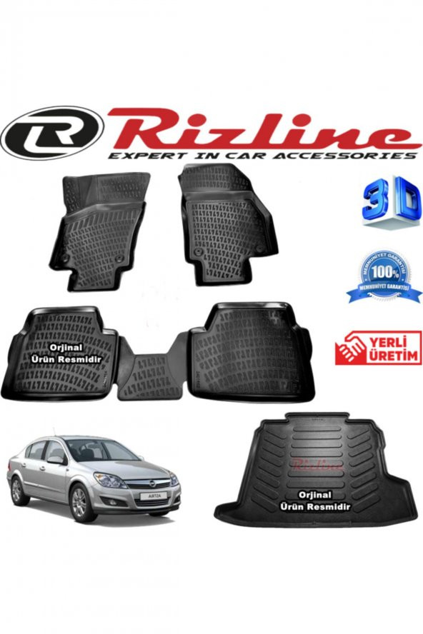 Rizline Opel Astra H 3d Paspas + 3d Bagaj Havuzu Sedan 2007-2018 Arası Siyah Set