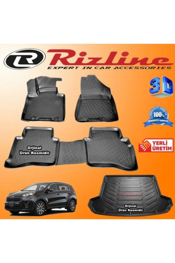 Rizline Kia Sportage 3d Paspas + 3d Bagaj Havuzu 2016-2020 Arası Siyah Set