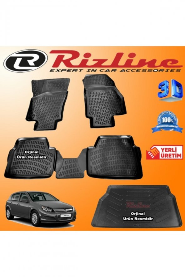 Rizline Opel Astra H 3d Paspas + 3d Bagaj Havuzu Hb 2004-2015 Arası Siyah Set