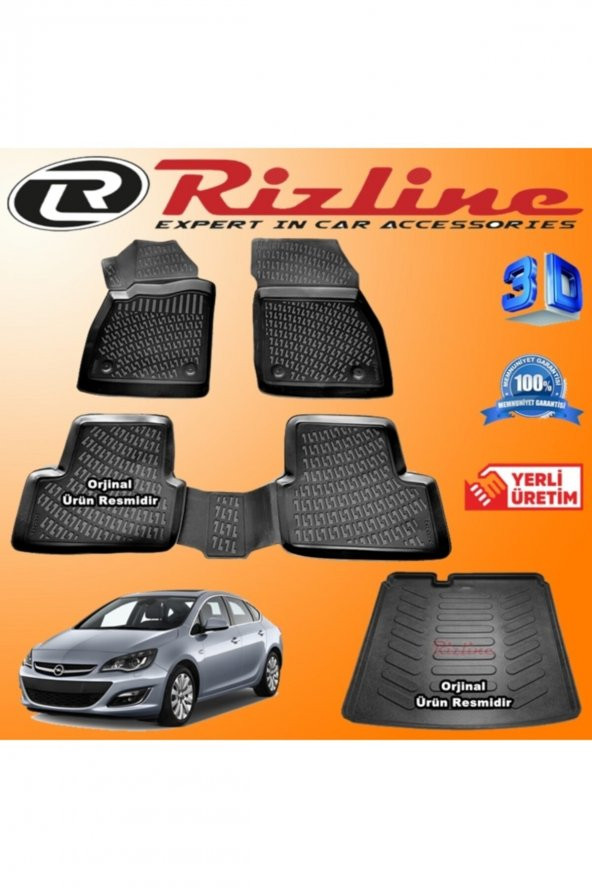 Rizline Opel Astra J Sedan 3d Paspas + 3d Bagaj Havuzu 2012-2018 Arası Siyah Set