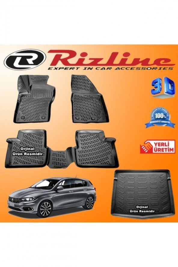 Rizline Fiat Egea 3d Paspas + 3d Bagaj Havuzu Hb 2015-2020 Arası Siyah Set