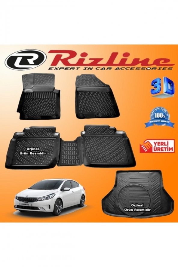 Rizline Kia Cerato 3d Paspas + 3d Bagaj Havuzu 2016-2020 Arası Siyah Set