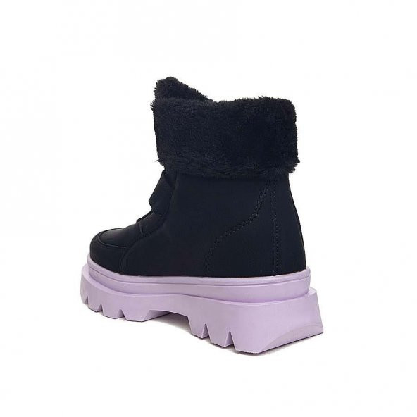 Albishoes Kız Çocuk Kürklü Kaymaz Taban Suya Dayanıklı Soğuk Geçirmez Cırtlı Çocuk Bot Kız Çocuk Bot - 3
