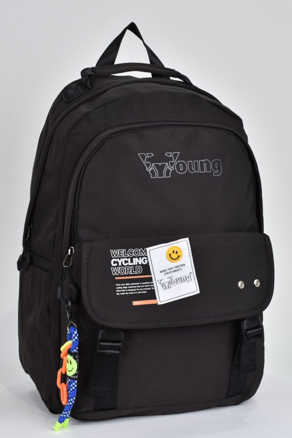 Ççs Unisex Çok Gözlü Günlük Seyahat Okul Sırt Çantası Siyah 51590 - Resim 2