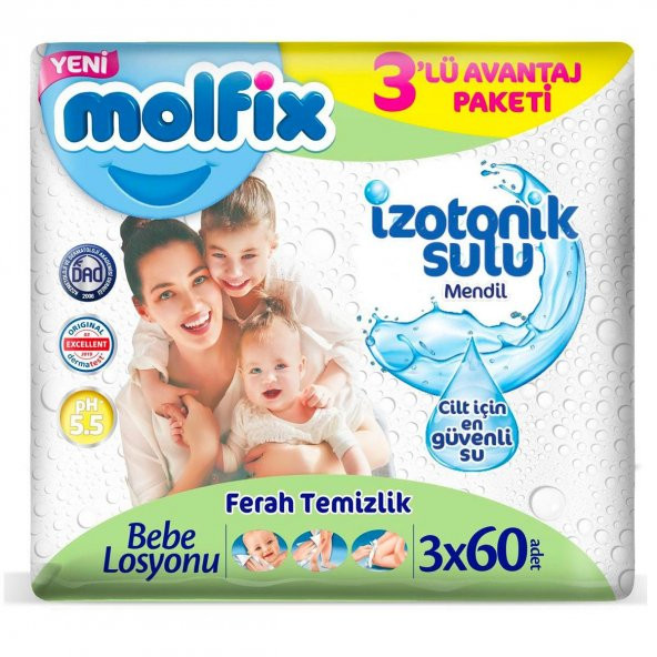 Molfix Islak Havlu 3X60LI Izotonik Ferah
