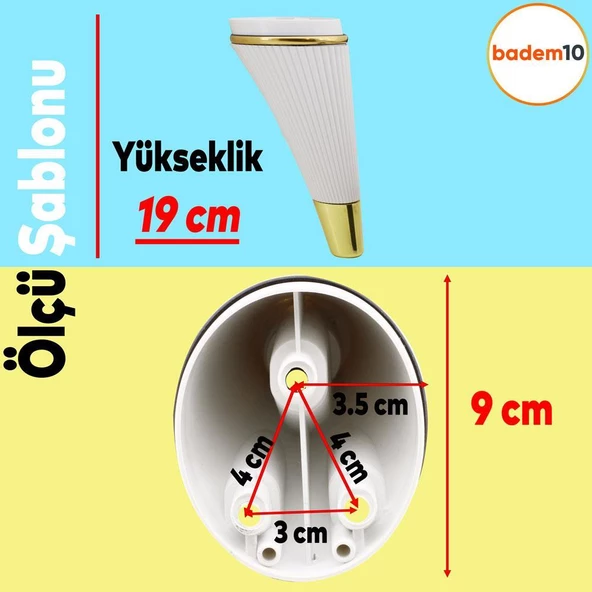 Iron 6'lı Set Mobilya Tv Ünitesi Konsol Koltuk Kanepe Destek Ayağı 19 Cm Beyaz Ayakları M8 Civatalı - 2