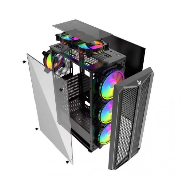 İzoly Erebos 4x ARGB Fanlı Usb 3.0 Temperli Cam ATX Oyuncu Kasası - Resim 5