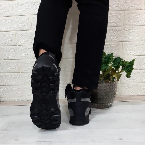 Luttoon 2035 Füme-Siyah Kürklü Fermuarlı Kaymaz Erkek Bot - 6