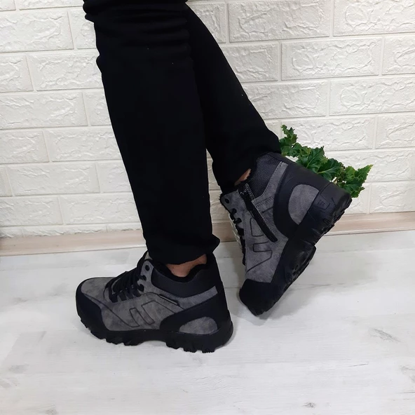 Luttoon 2035 Füme-Siyah Kürklü Fermuarlı Kaymaz Erkek Bot - 7