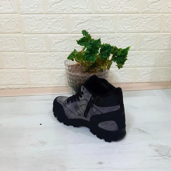 Luttoon 2035 Füme-Siyah Kürklü Fermuarlı Kaymaz Erkek Bot - 10