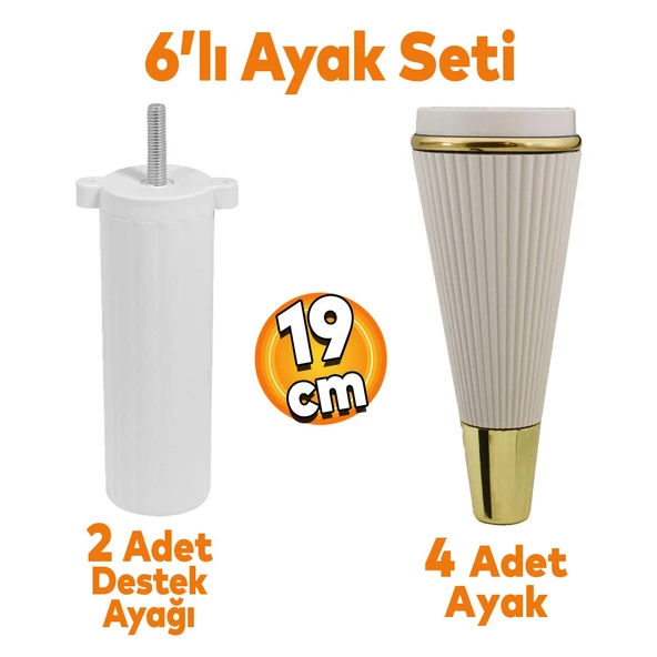 Iron 6'lı Set Mobilya Tv Ünitesi Konsol Koltuk Kanepe Destek Ayağı 19 Cm Aytaşı Ayakları M8