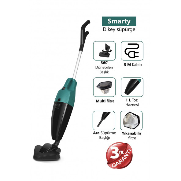 SAREX SMARTY 5010 TURKUAZ PRATİK DİK SÜPÜRGE 800W