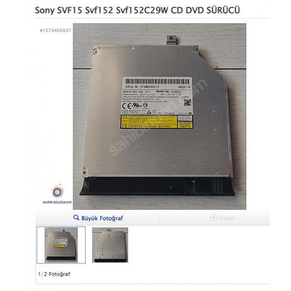 Sony SVF15 Svf152 svf153 svf154 serisi Svf152C29W CD DVD SÜRÜCÜ