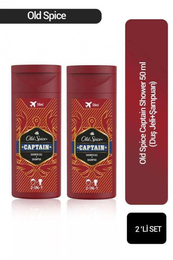 Old Spcie Captain Shower Gel Duş Jeli+Şampuan 50 ml X2 Adet