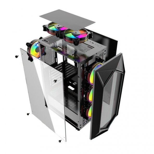 İzoly Gaina 4x ARGB Fanlı Usb 3.0 Temperli Cam ATX Oyuncu Kasası - Resim 4