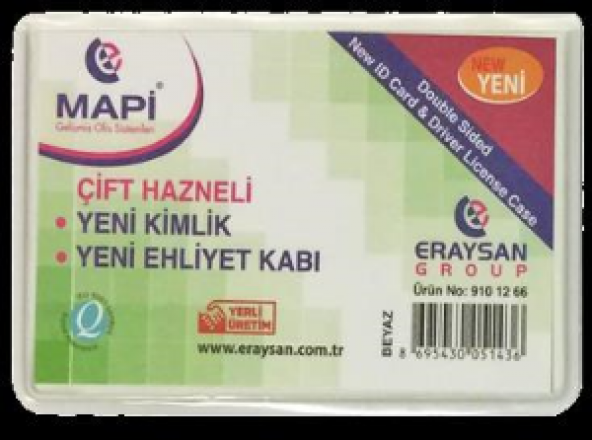 MAPİ ÇİFT HAZNELİ YENİ KİMLİK-EHLİYET K. BEYAZ    100LÜ PAKET