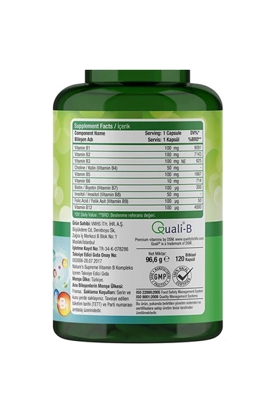 Natures Supreme Vitamin B Complex 120 Kapsül - 4