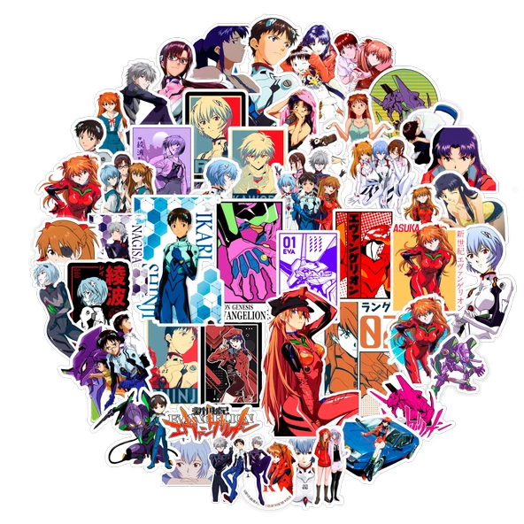 50 Adet Neon Genesis Evangelion Sticker Set