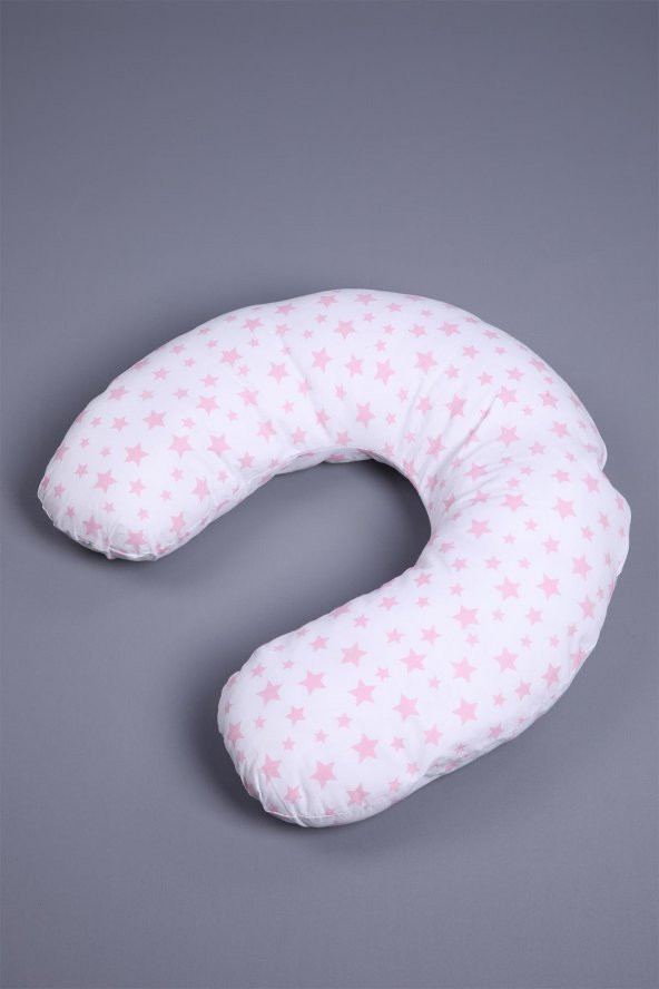 Babyhola Emzirme Yastığı Minderi Yıkanabilir Fermuarlı Dış Kılıf Yıldız Desen Beyaz 1030 - 2