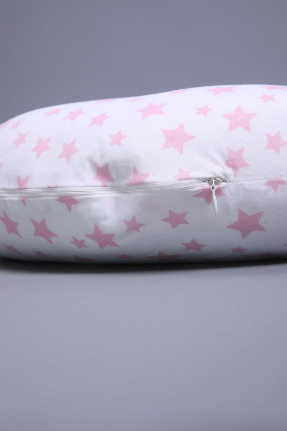 Babyhola Emzirme Yastığı Minderi Yıkanabilir Fermuarlı Dış Kılıf Yıldız Desen Beyaz 1030 - 4