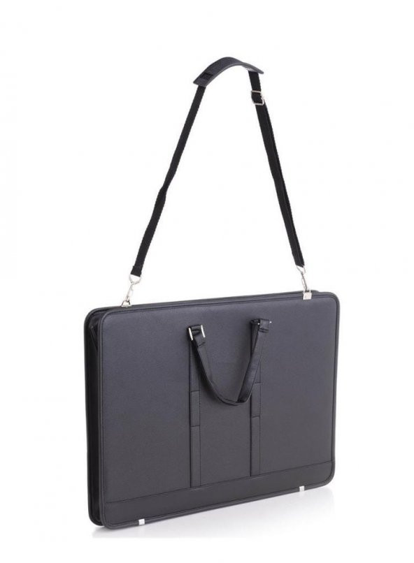 Backpacker Proje Çantası Siyah Suni Deri 40cmx55cmx8cm - 6