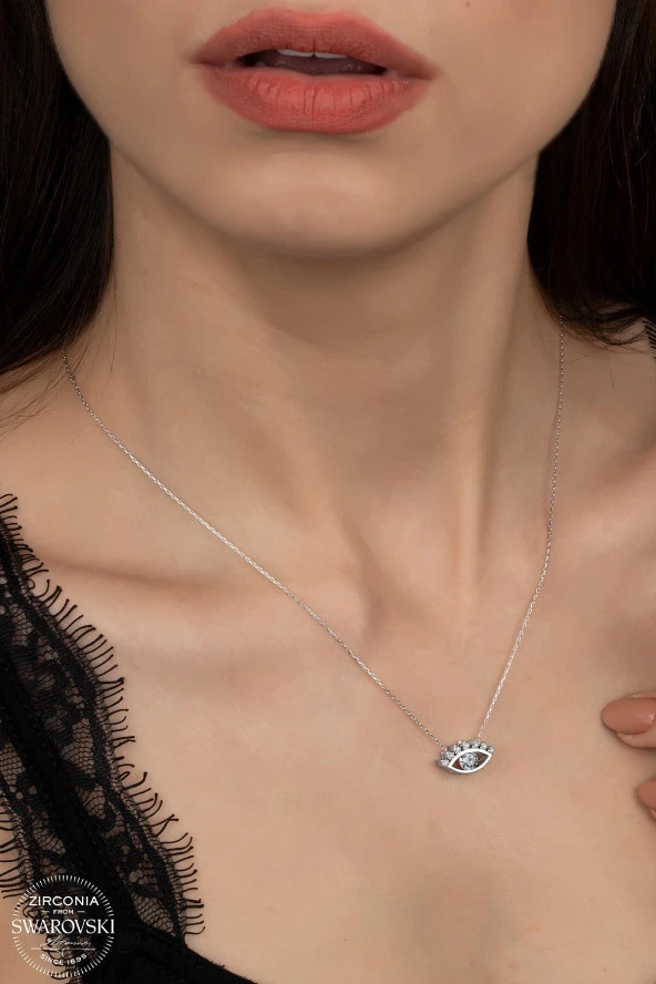 Union Swarovski Zirconia Kadın Göz Gümüş Kolye