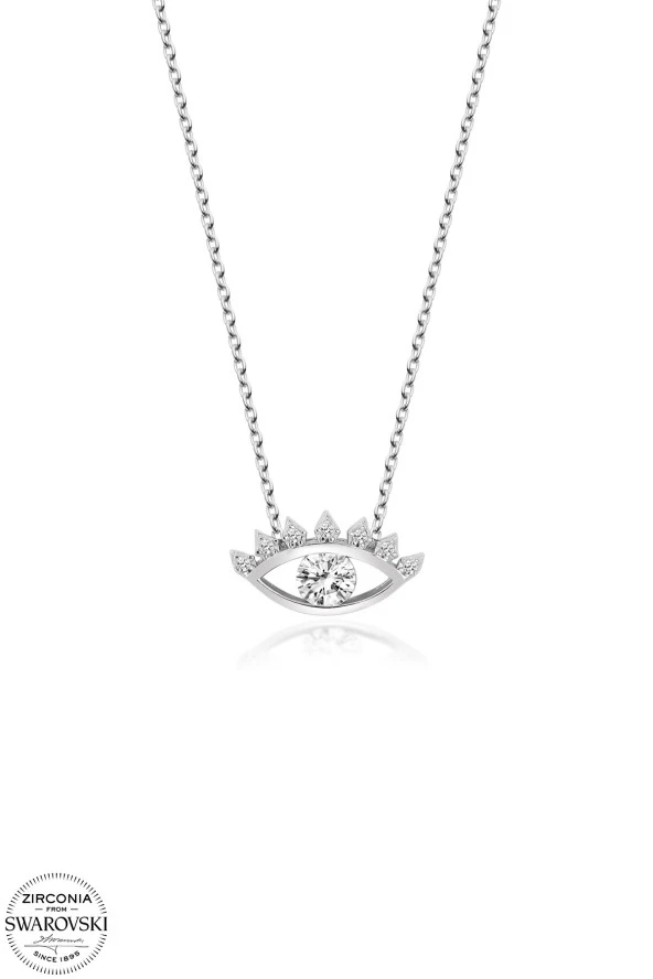 Union Swarovski Zirconia Kadın Göz Gümüş Kolye - 2