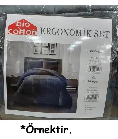 Bio Cotton Pudra Peluş Kadife/Wellsoft Tek Kişilik Ergonomik Yorgan Seti (Yastık Kılıflı) - 6