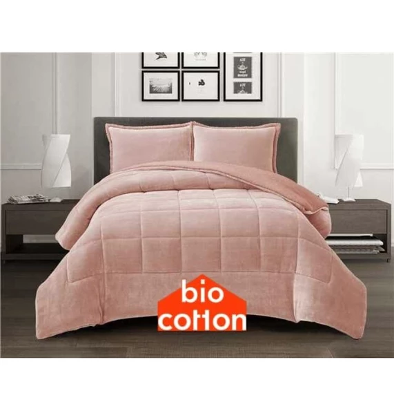 Bio Cotton Pudra Peluş Kadife/Wellsoft Tek Kişilik Ergonomik Yorgan Seti (Yastık Kılıflı) - 2