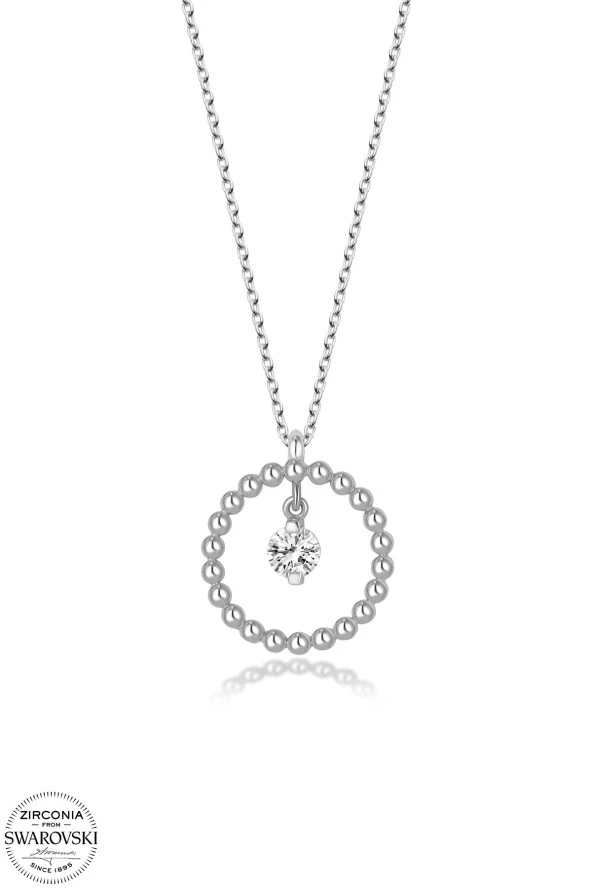 Swarovski Zirconia Kadın Halka 0,56 Karat Pırlanta Tektaş Gümüş Kolye - 2