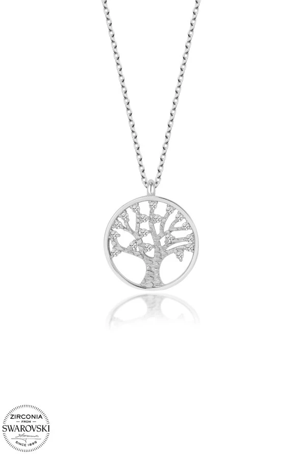 Union Swarovski Zirconia Kadın Hayat Ağacı Gümüş Kolye - 2
