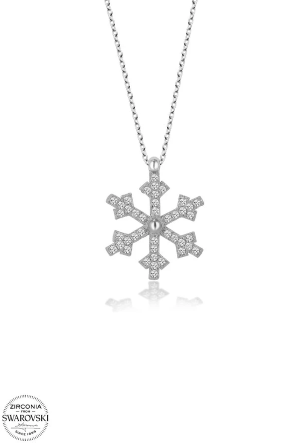 Union Swarovski Zirconia Kadın Kar Tanesi Gümüş Kolye - 2