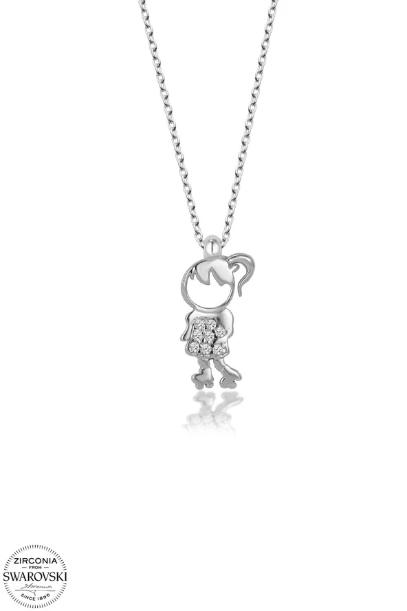 Union Swarovski Zirconia Kadın Kız Çocuğu Gümüş Kolye - 2