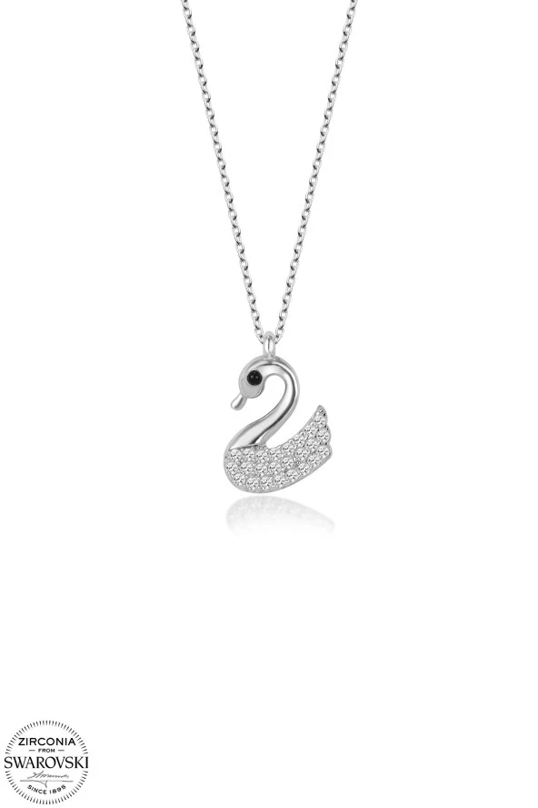 Union Swarovski Zirconia Kadın Kuğu Gümüş Kolye - 2