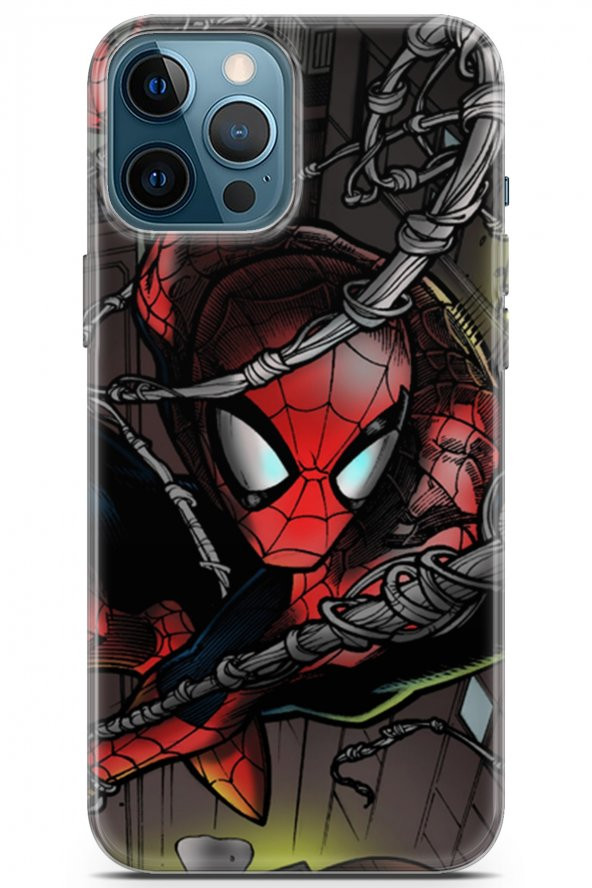 Apple iPhone 12 Pro Max Uyumlu Kılıf Dc 04 SpiderMan Silikon Kılıf Kırmızı