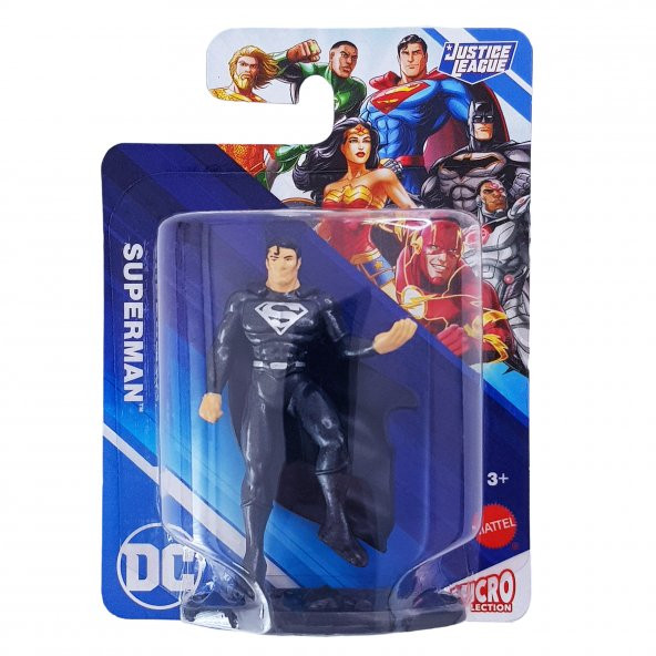 Mattel Micro Collection DC Justice League Karakter Lisanslı Figür Oyuncak Superman Siyah