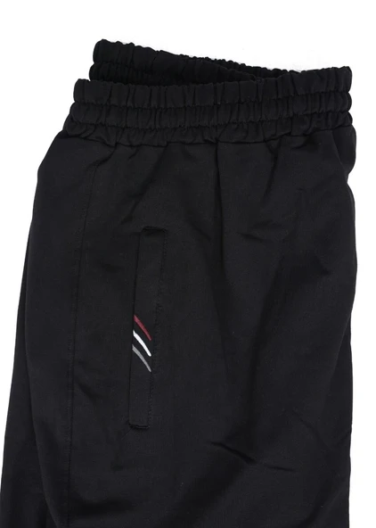 Battal Beden Paçası Lastikli Eşofman Altı Siyah Renk - 11