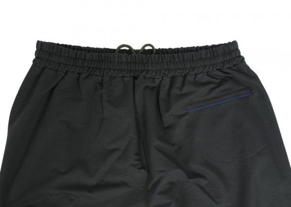 Battal Beden Beli Lastikli Eşofman Paçası Düz Haki Renk Lacivert Cep Detayı - 3